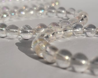 Aura Clear Quartz Crystal Bracelet - Quartz - Stone of Clarity - Handmade Jewelry - Crown Chakra