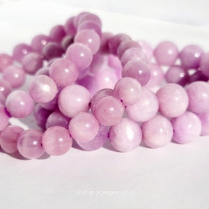 Kunzite Round Bead Crystal Stretch Bracelet