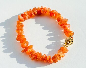 Sunstone Crystal Bracelet + Flower Charm Crystal Bracelet