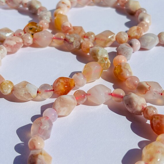 Handmade Pink Flower Agate Crystal Bracelet - image 3