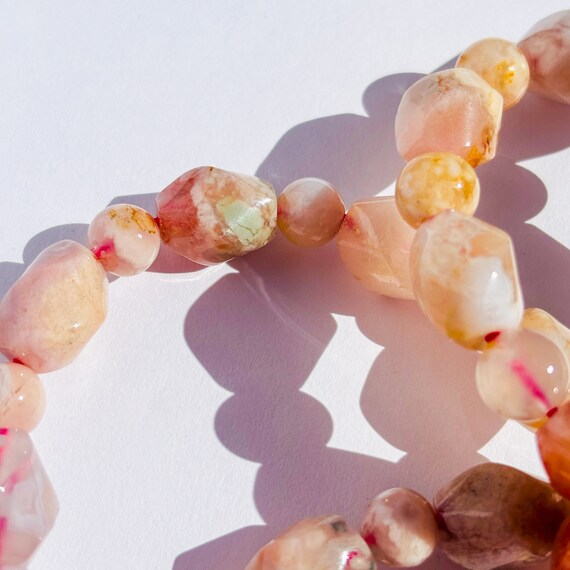 Handmade Pink Flower Agate Crystal Bracelet - image 9