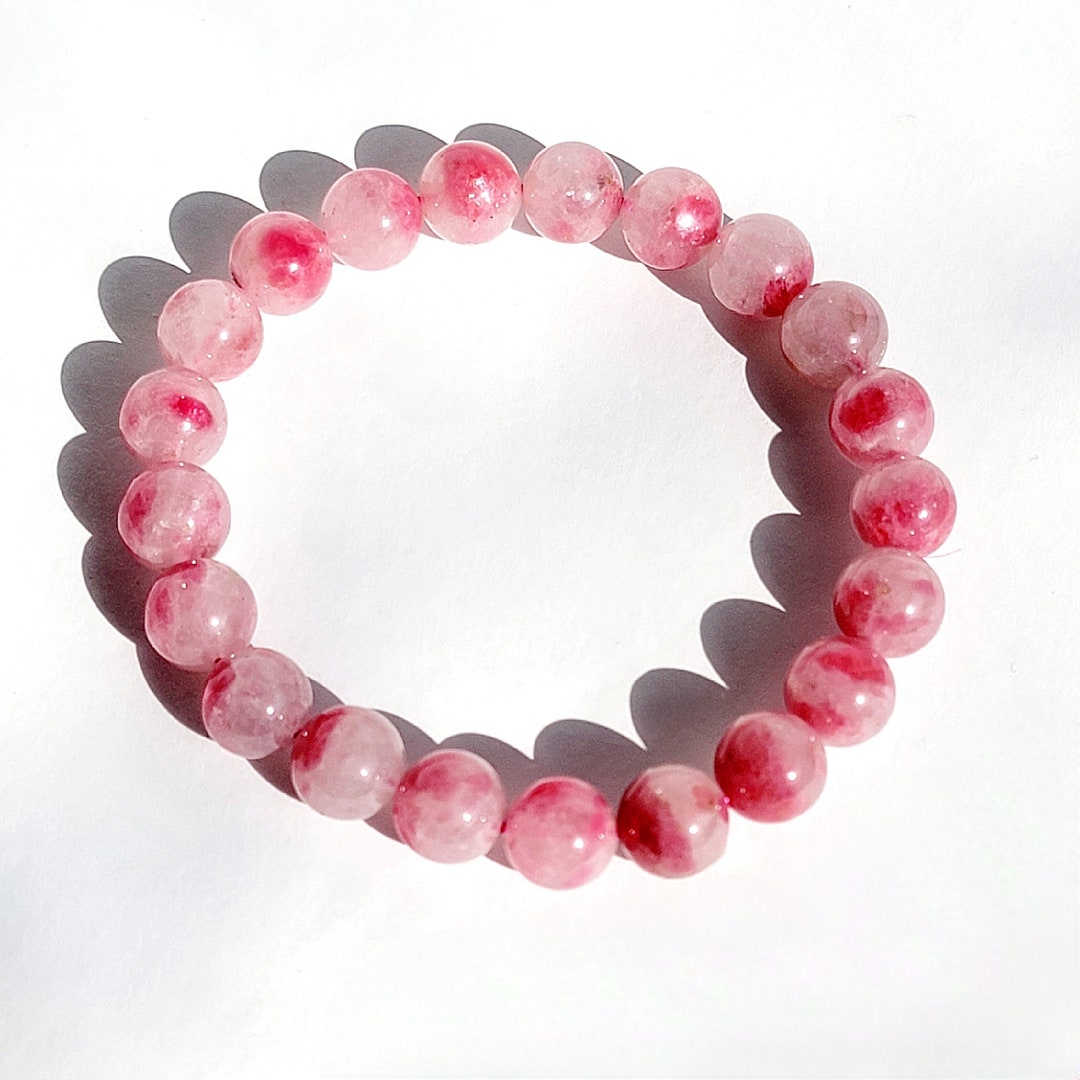 Sakura Rhodonite in Clear Quartz Crystal Stretch Bracelet - Etsy