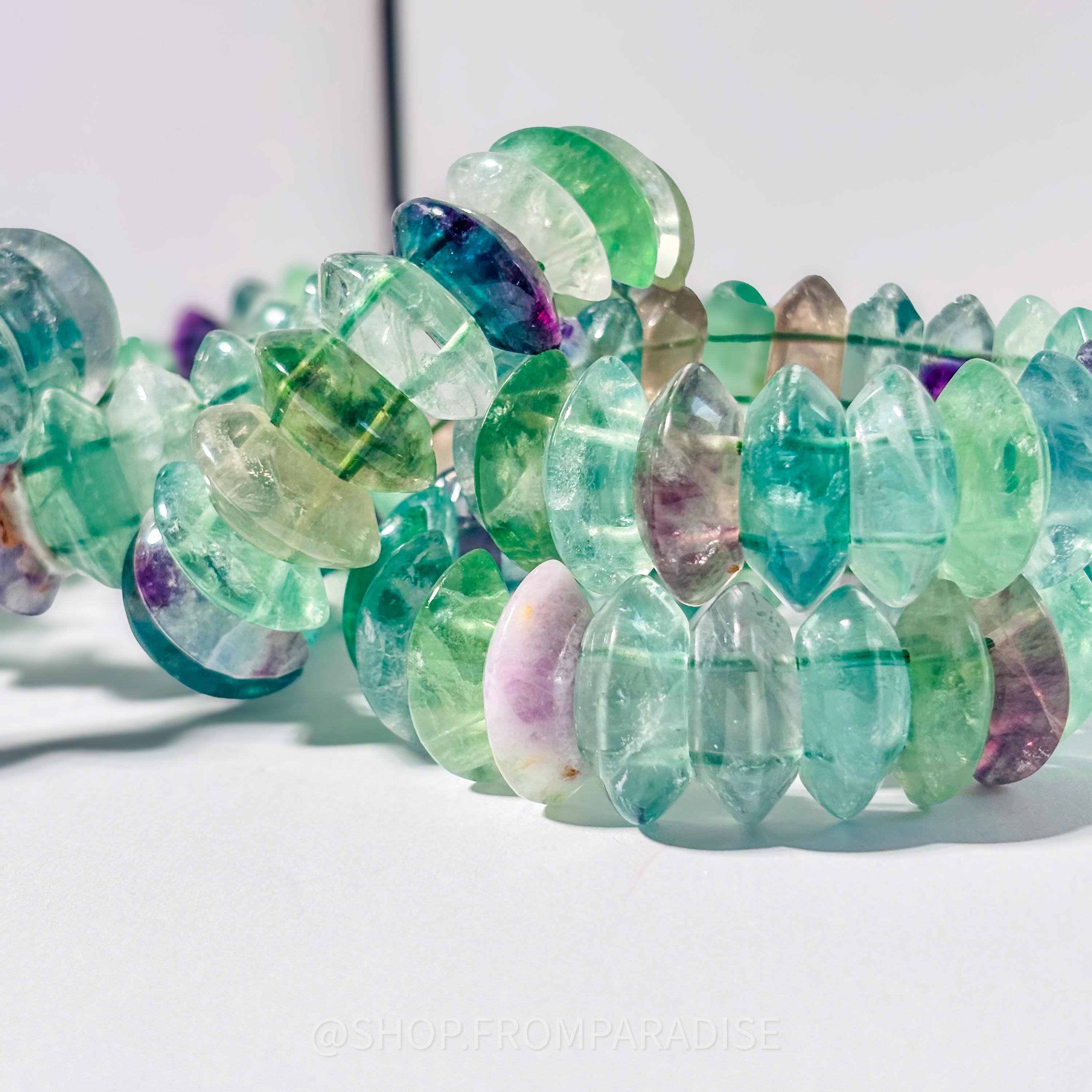Green Fluorite Crystal Stretch Bangle Bracelet