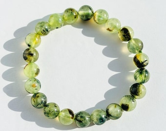 Prehnite Epidote Crystal Stretch Bracelet