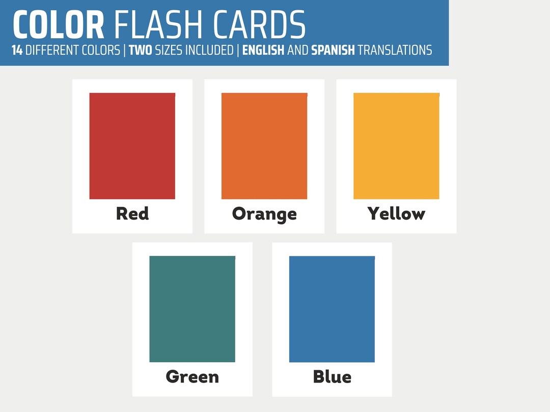 Printable 14 Rainbow Colors Flash Cards Set (Download Now) Etsy