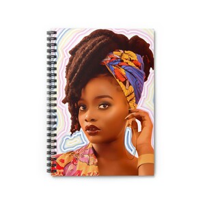 Black Woman Spiral Notebook - Ruled Line, African American Journal, Ethnic Writing Pad, Lined Diary, Cultural Notepad