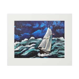 BlueNose II on a Stormy Sea - Print on paper