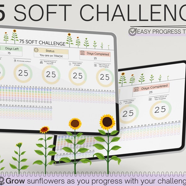 75 Soft Challenge Tracker • Google Sheets Template • Daily Habit Tracker • Goal Setting • Digital Planner