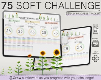75 Soft Challenge Tracker • Google Sheets Template • Daily Habit Tracker • Goal Setting • Digital Planner