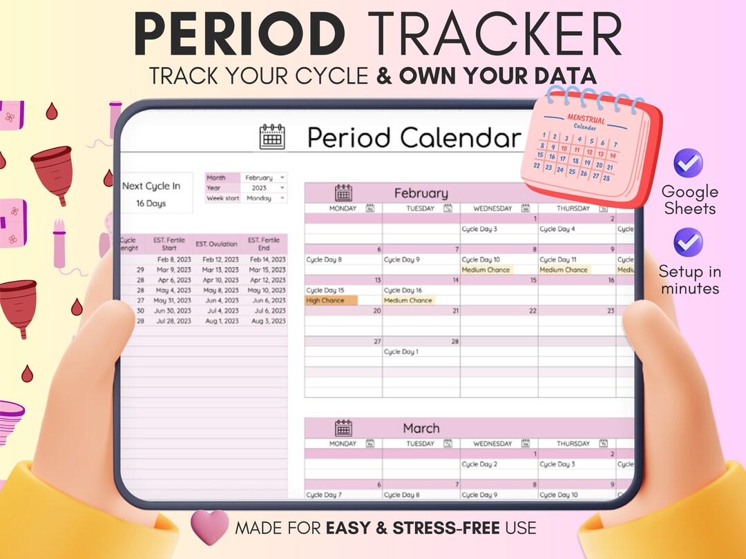 Period Tracker • Period Calendar • Google Sheets Template • Daily Habit ...