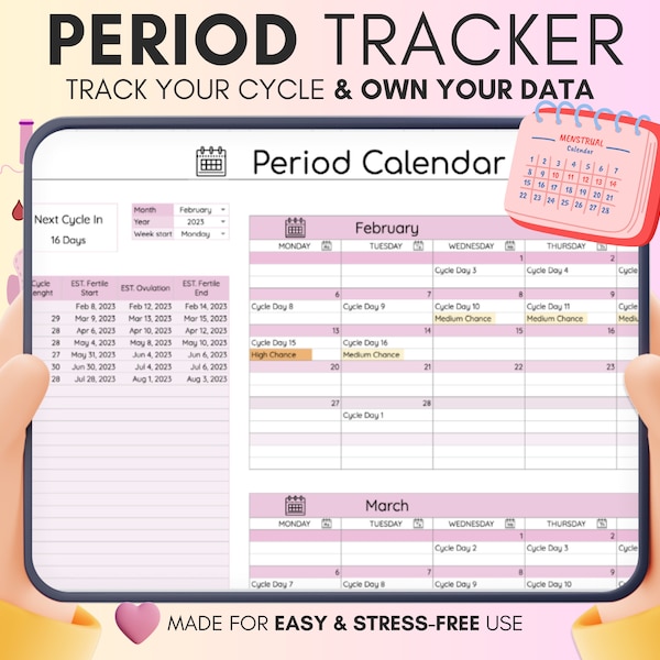 Period Tracker • Period Calendar • Google Sheets Template • Daily Habit Tracker • Goal Setting • Digital Planner