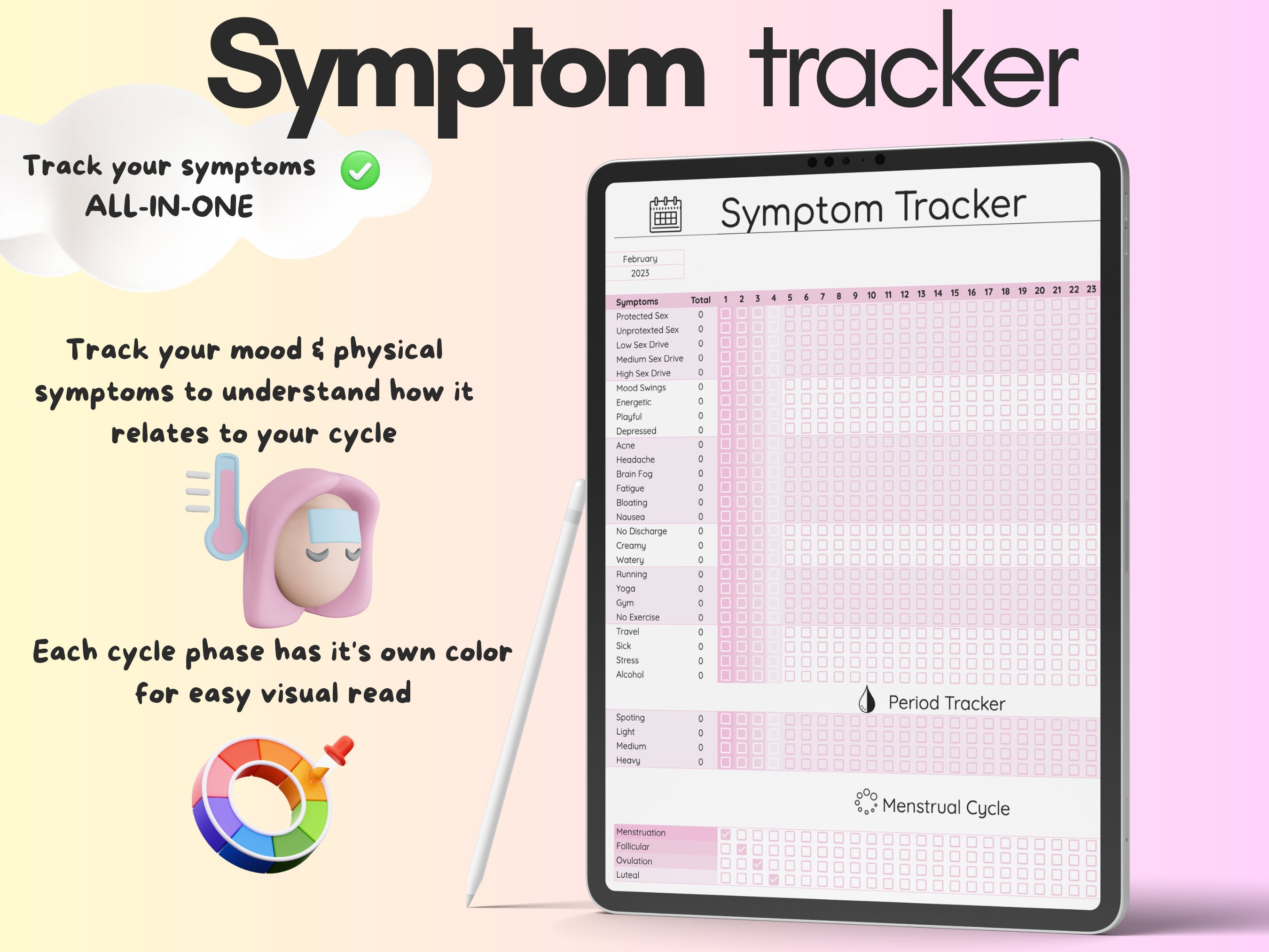 Period Tracker • Period Calendar • Google Sheets Template • Daily Habit ...