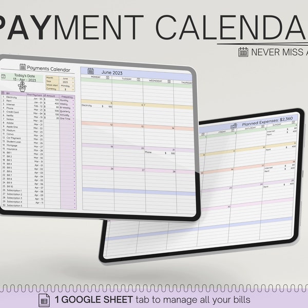 Bill Calendar • Payment Calendar • Bill Tracker • Debt Tracker • Bill Calendar • Budget Template • Financial Planner • Bill Planner