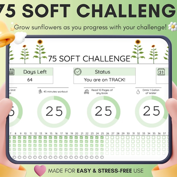 75 Soft Challenge • 75 soft challenge tracker • Google Sheets Template • Daily Habit Tracker • Goal Setting • Digital Planner