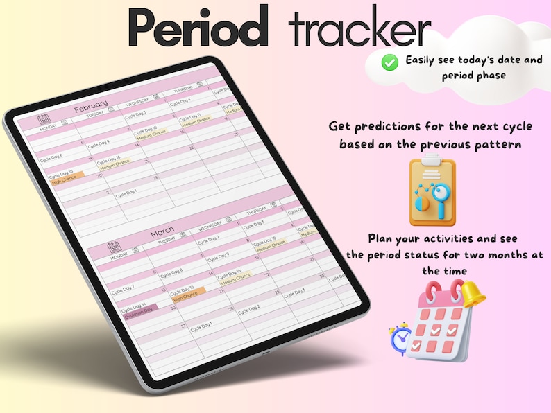 Period Tracker Period Calendar Google Sheets Template Etsy