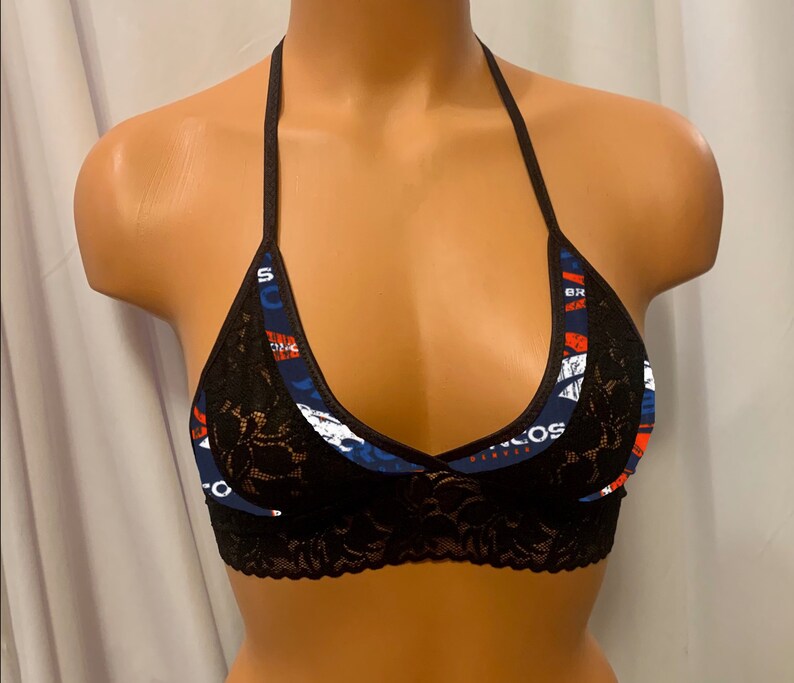 Denver Broncos Bralette Style Lace Top Black