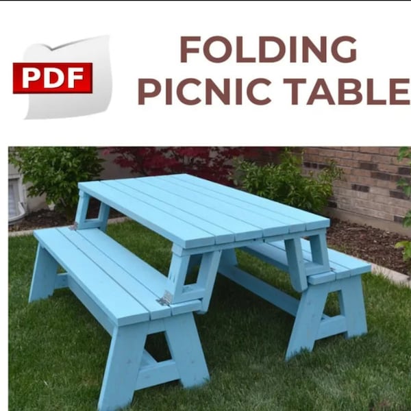 DIY Folding Picnic Table Bench Plans Patio Furniture PDF Plans