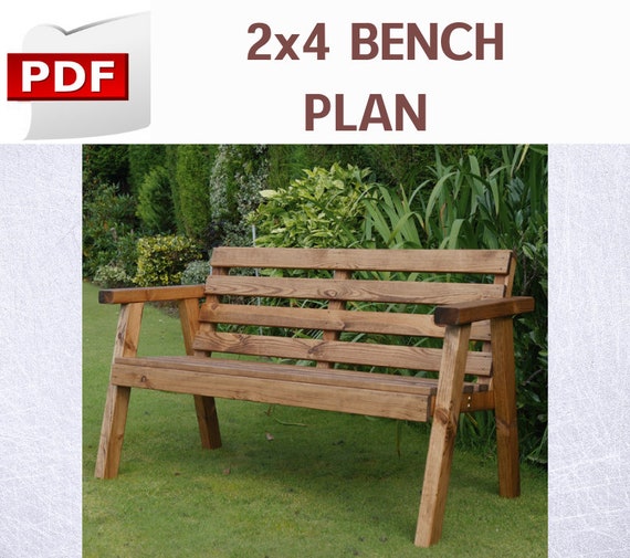 2x4 BENCH PLAN * DIY bench plan * Outdoor Bench Build Plans * Digital download * Outdoor Furniture * Wood projects * Simple wood project,