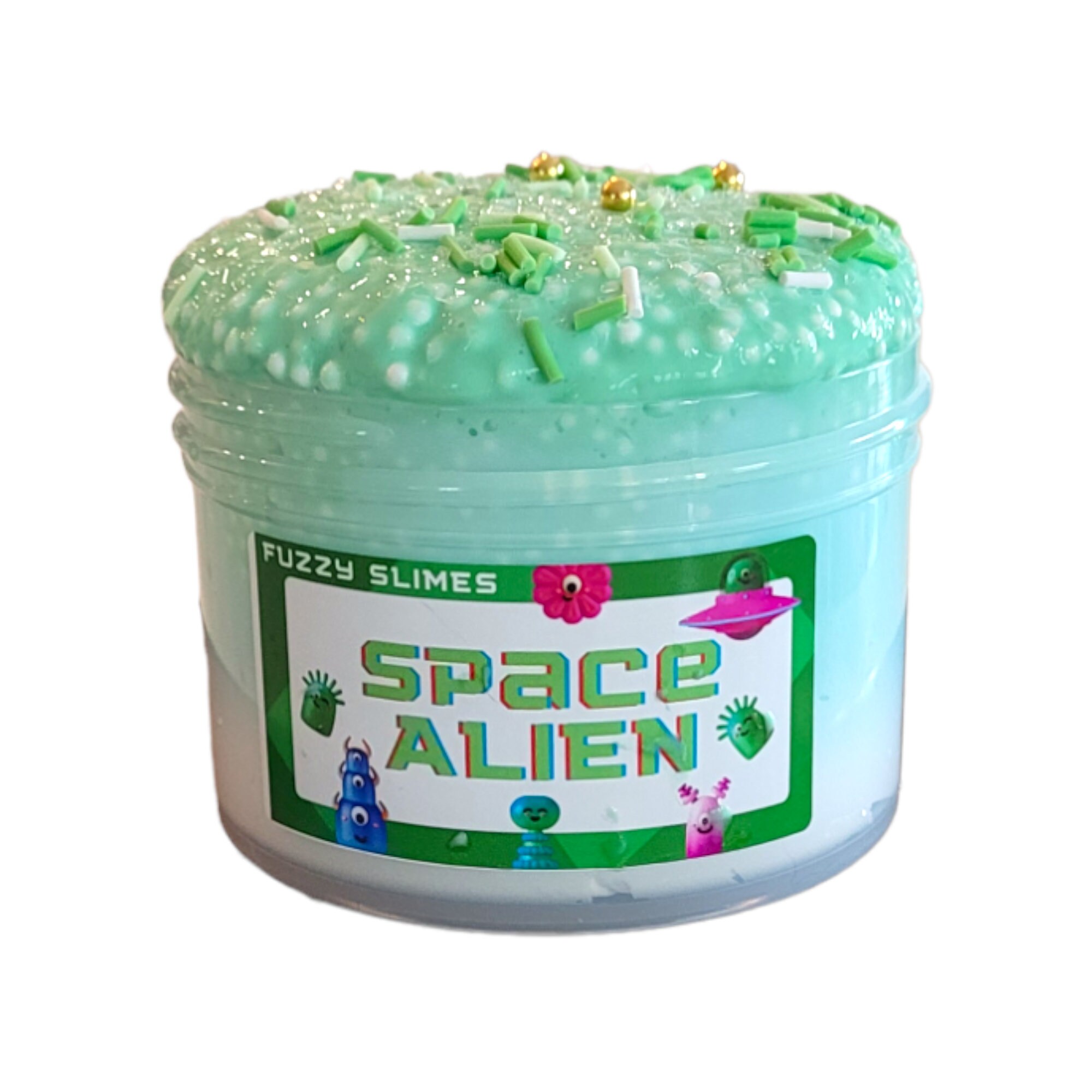 Space Alien Slime, Green, Blue, White Slime Scented Butter Foam Beads ...