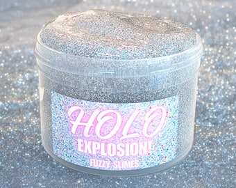 Holo Explosion holographic clear slime ~ fuzzy slimes ~ unscented