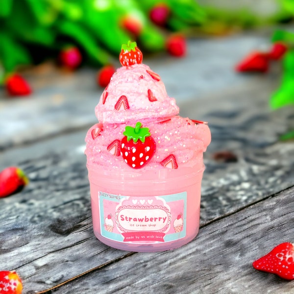 Strawberry Ice Cream Shop, Slime, Red, Pink, Clay, Icee, Scented