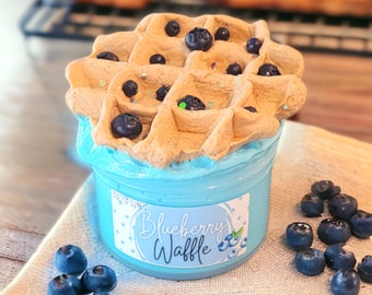 Blueberry Waffle - Fluffy Slime Blue Charms Clay Butter