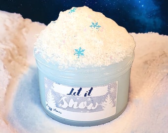 Let It Snow Snow Fizz w/ plastic snow drizzle Slime - Marshmallow Scent