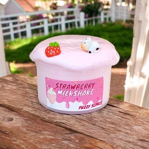 Strawberry Milkshake butter Slime- fuzzy slimes- strawberry vanilla scent