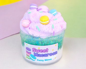 sweet macaroon- bingsu cloud clay slime -unique texture- fuzzy slimes - almond macaroon scented