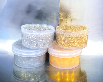 Kit de limo bingsu transparente de plata y oro de 16 oz - menta, miel, océano, aroma a limón