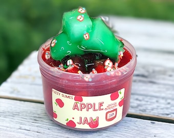 Apple Jam Slime Sponge Jelly Cubes, Glossy Clear Sponge Drizzle, Scented Apple