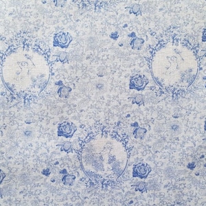 cupom 72x50 tecido Toile de Jouy Anjos florais (azul)