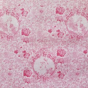 cupón 72x50 Tela Toile de Jouy Ángeles florecidos (fucsia)