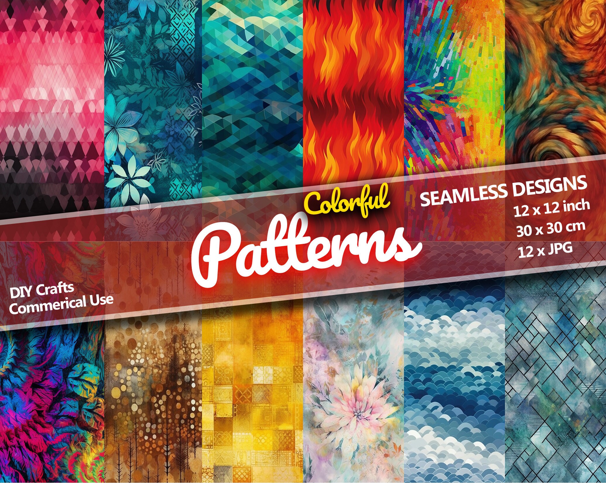 DIGITAL Paper Tie Dye X Retro Pixel Patterns 12pack Theme Etsy