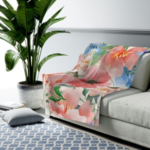 Flower Garden Beautiful Artwork Velveteen Plush Blanket, Soft and Cozy