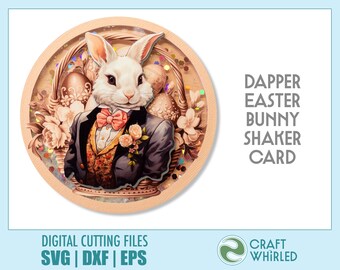 Dapper Easter Bunny Shaker Card SVG | DIY Cut File (Digital Download)