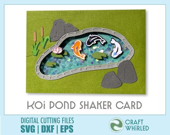 Koi Pond Shaker Card Cut File | SVG DXF EPS (Digital Download)