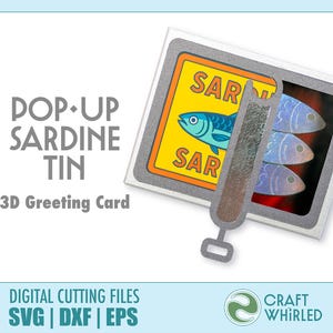 Pop-up Sardinendose 3D Pop-Up Karte | SVG, DXF, EPS 3D Kartenschnittdatei | Cricut Silhouette DiY