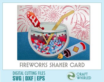 Fireworks Cocktail Shaker Card SVG | DIY Card Cut File (Digital Download)