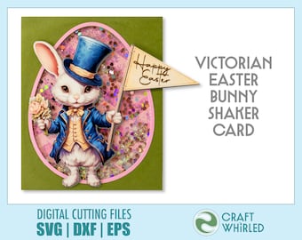 Victorian Easter Bunny Shaker Card SVG DXF EPS (Digital Download)