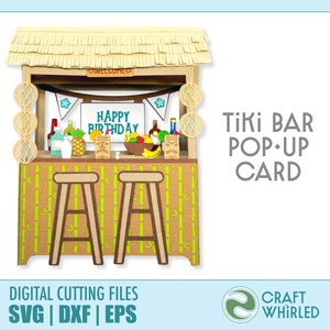 Tiki Bar Pop-Up Karte | SVG, DXF, EPS 3D Kartenschnittdatei | Cricut Silhouette DiY