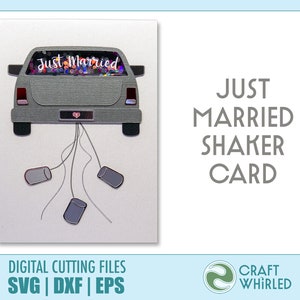 Tarjeta Shaker recién casada / SVG, DXF, EPS Archivo de corte de tarjeta Shaker / Cricut Silhouette DiY