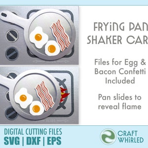 Tarjeta de sartén con huevos y tocino / Archivo de corte SVG, DXF, EPS para tarjeta de sartén / Cricut Silhouette DiY