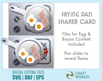 Frying Pan Shaker Card SVG | Eggs & Bacon Confetti, DIY Greetings (Digital Download)