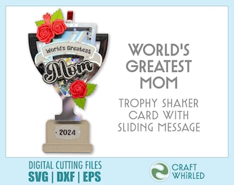 Mother's Day Trophy Shaker Card | SVG, DXF, EPS Shaker Card Cut File | Cricut Silhouette DiY