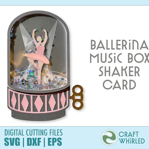 Ballerina Spieluhr Shaker Karte | SVG, DXF, EPS Schüttelkarte Schnittdatei | Cricut Silhouette DiY
