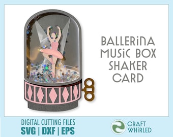 Ballerina muziekdoos schudkaart SVG | DIY-snijbestanden (digitale download)