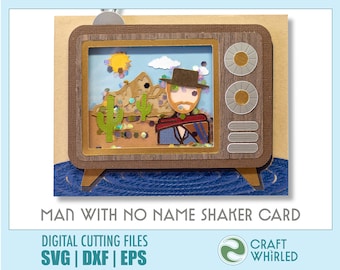 Uomo senza nome Shaker Card / SVG, DXF, EPS Shaker Card File di taglio / Cricut Silhouette DiY