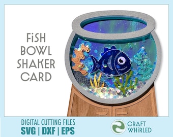 Fish Bowl Shaker Card | SVG, DXF, EPS Shaker Card Cut File | Cricut Silhouette D I Y