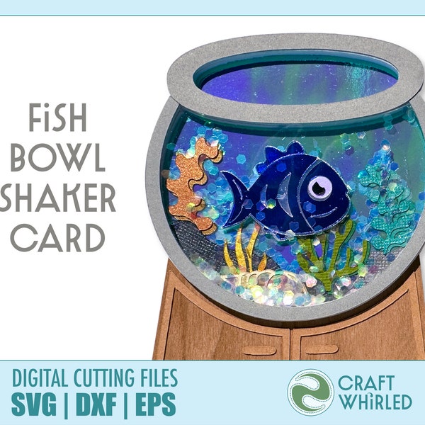 Fish Bowl Shaker Card | SVG, DXF, EPS Shaker Card Cut File | Cricut Silhouette D I Y